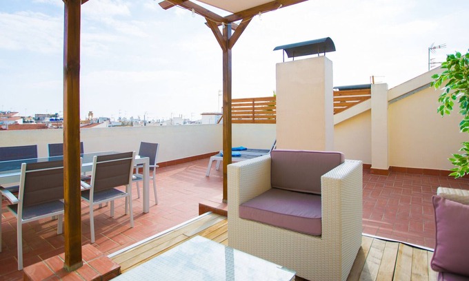 Sitges Town Center Apartment | El Atico Centrico Large Roof Terace